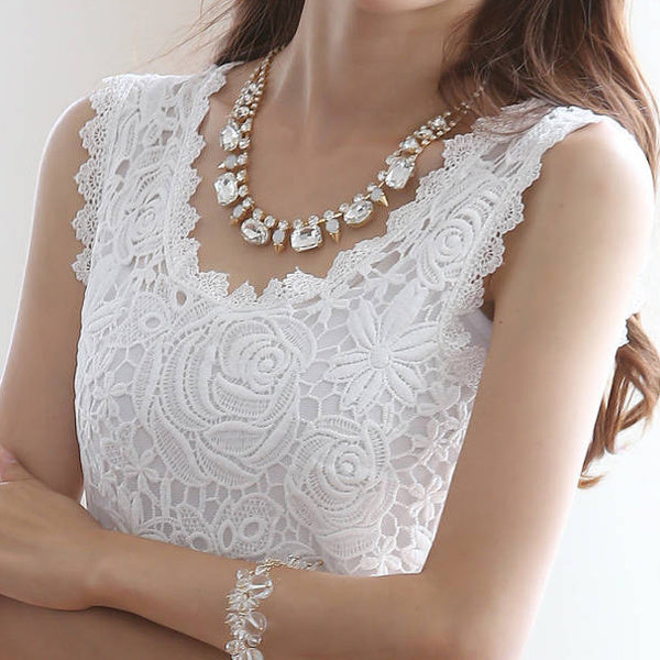 Sleeveless Top with Lace Sling T-Shirt