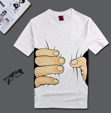 Summer Men's Short Sleeve T-Shirt Men's Cotton 3D Big Hand Short Sleeve T-Shirt