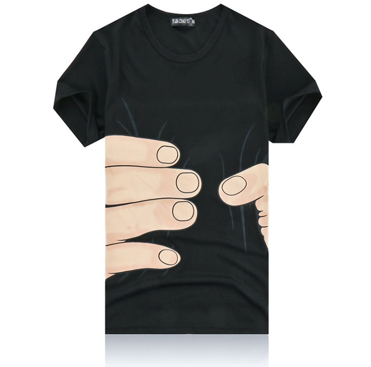 Summer Men's Short Sleeve T-Shirt Men's Cotton 3D Big Hand Short Sleeve T-Shirt