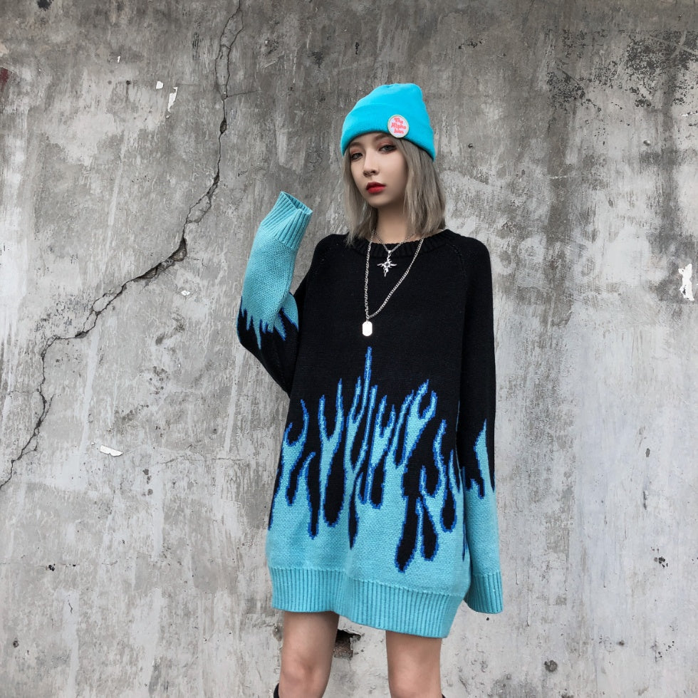 Retro Flame Hip Hop Sweatshirt – Bold Streetwear Style