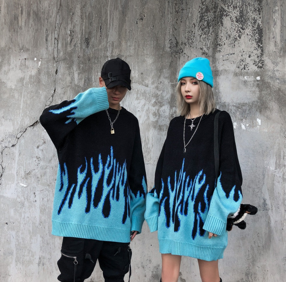 Retro Flame Hip Hop Sweatshirt – Bold Streetwear Style