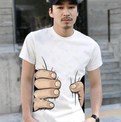 Summer Men's Short Sleeve T-Shirt Men's Cotton 3D Big Hand Short Sleeve T-Shirt