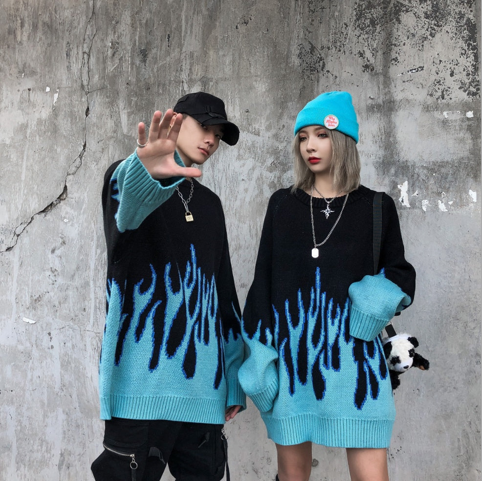 Retro Flame Hip Hop Sweatshirt – Bold Streetwear Style