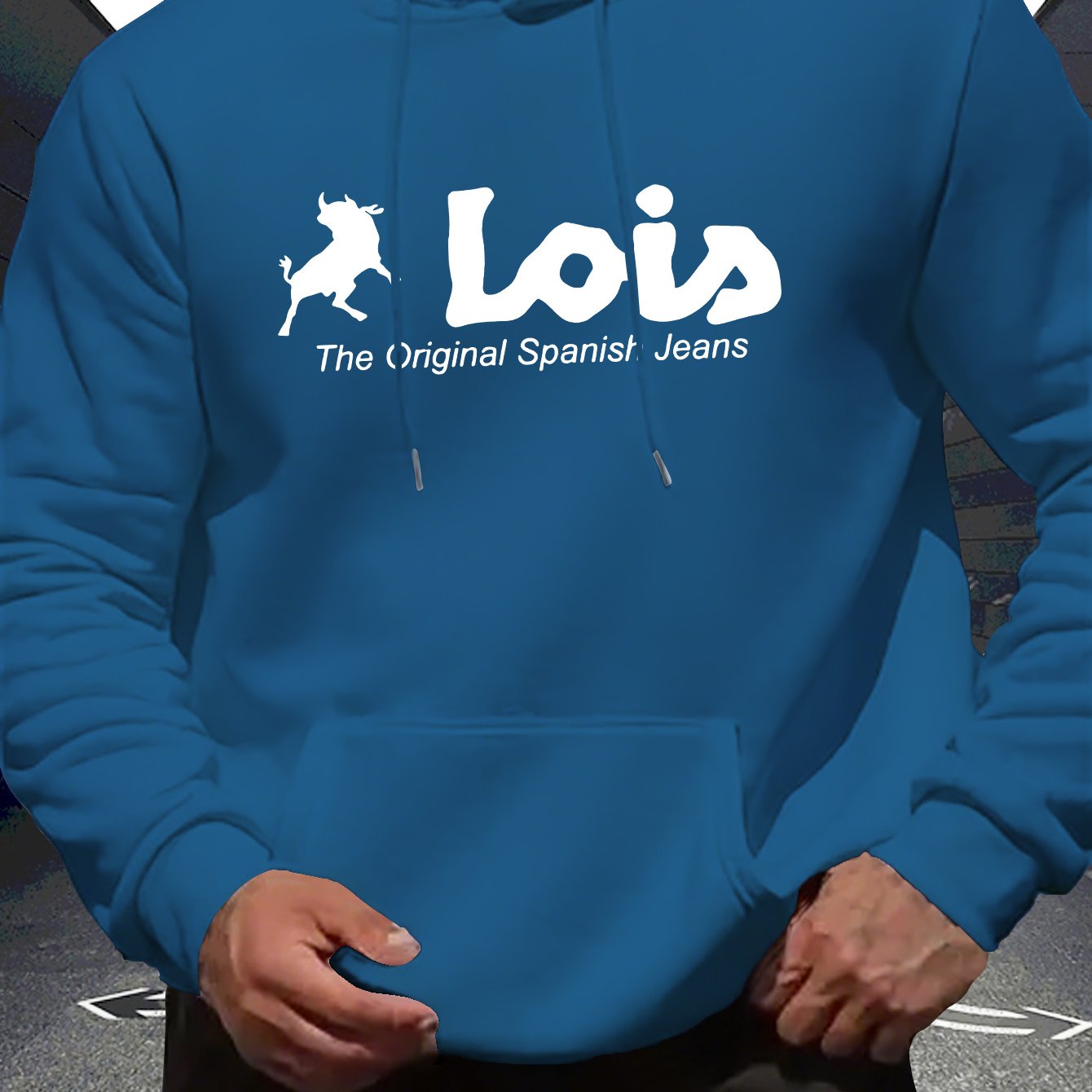 Men’s Spanish-Themed Hooded Sweatshirt "Lois" & Spanish Text Print, White Casual Pullover Hoodie, Relaxed Fit, All-Season Wear