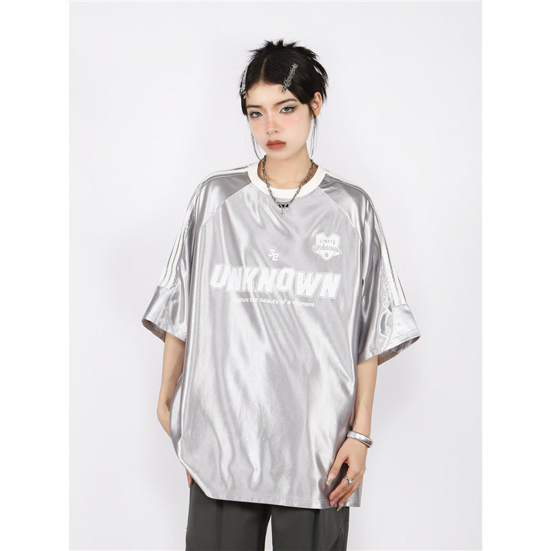 Three-bar Raglan Sleeve Half-sleeve Top