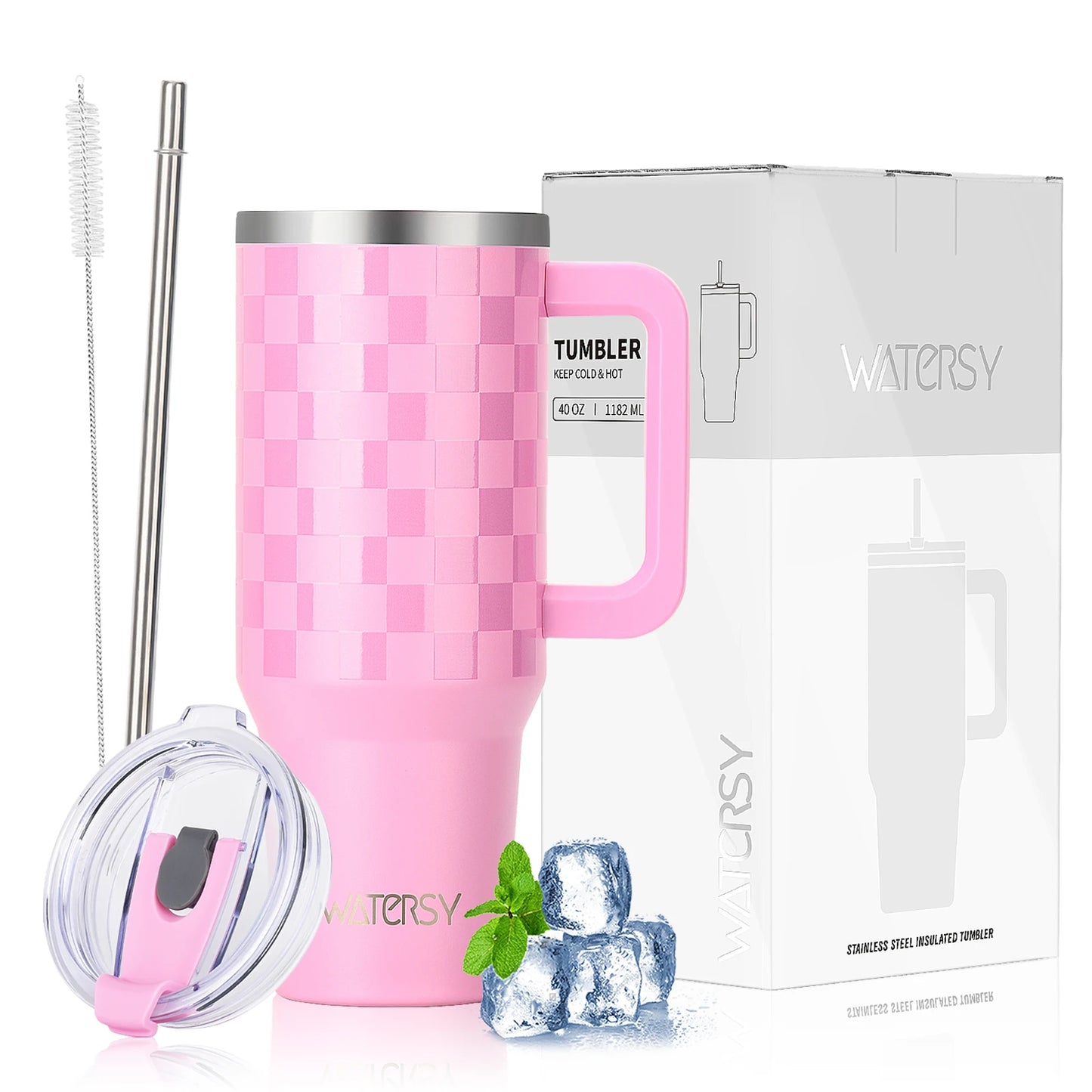 900/1200ml Large Capacity Stainless Steel Thermal Cup with Handle & Straw – 40oz Double-Wall Insulated Travel Tumbler Mug