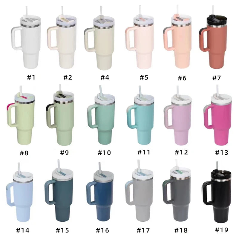 40oz Leopard Print Stainless Steel Insulated Car Tumbler with Handle & Straw – Coffee Thermos Travel Mug