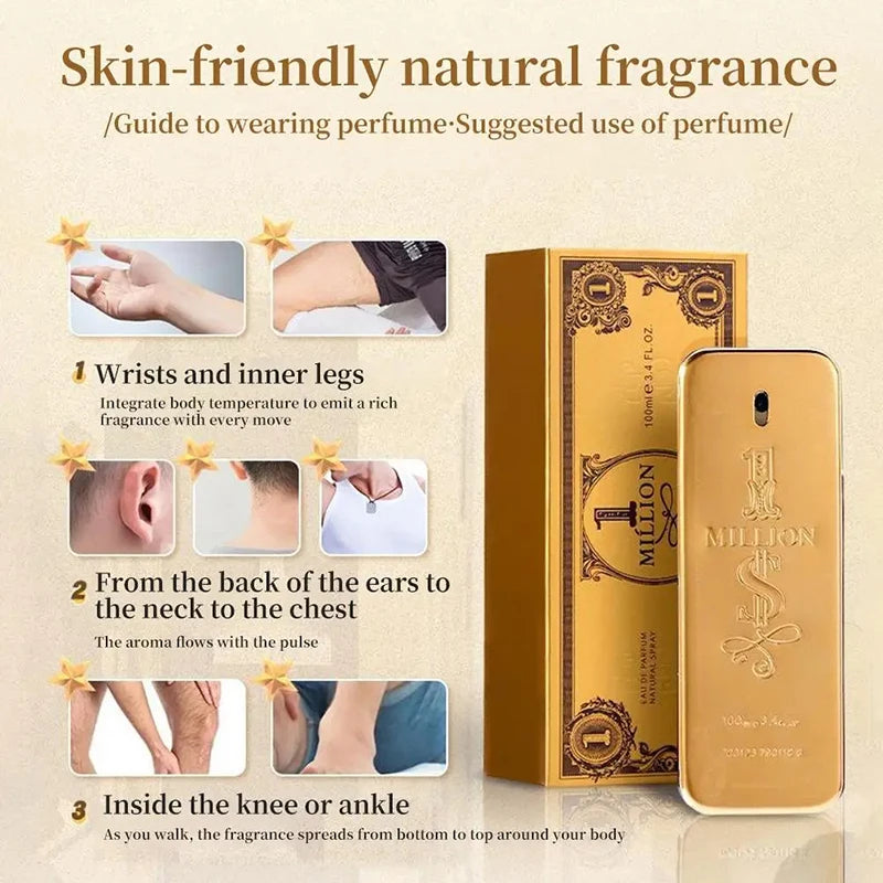 New 100ml Golden Million Gold Brick Perfume – Long-Lasting Woody Extrait de Parfum for Men