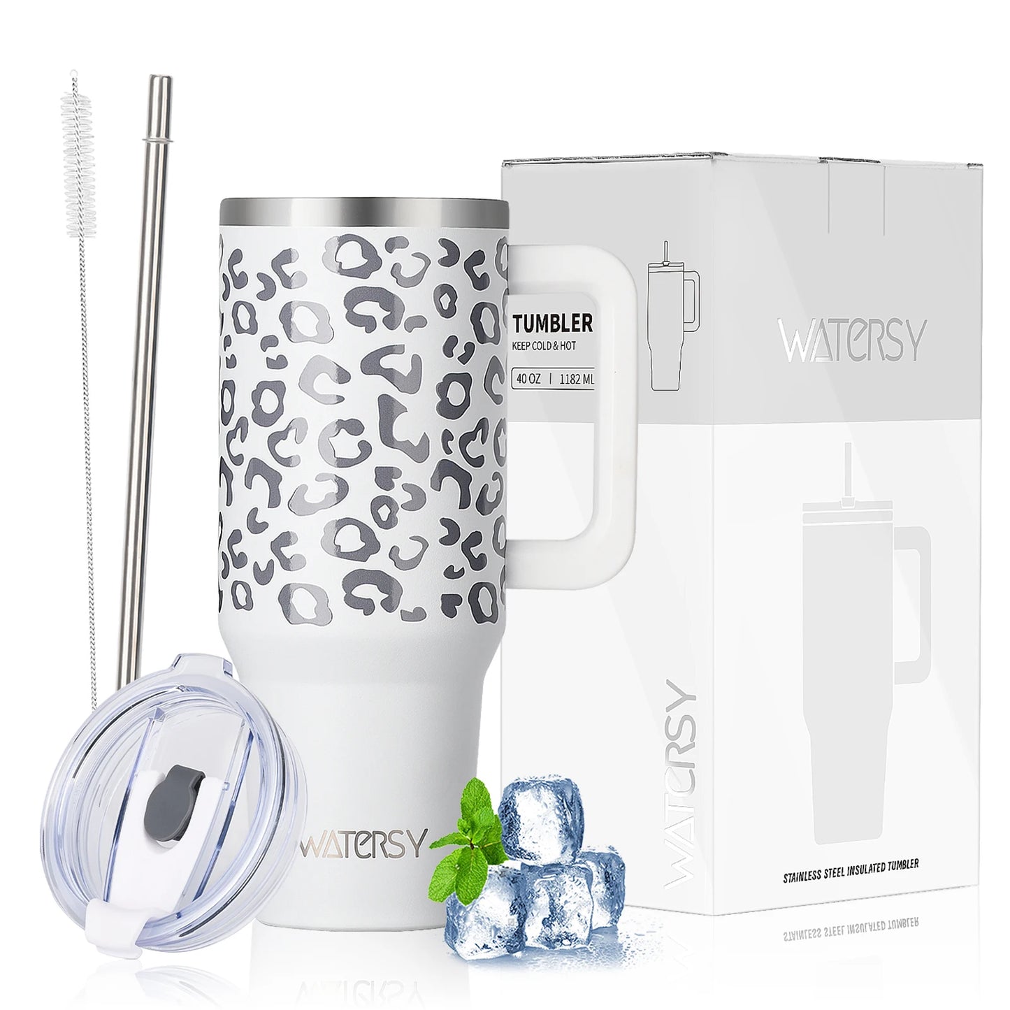 900/1200ml Large Capacity Stainless Steel Thermal Cup with Handle & Straw – 40oz Double-Wall Insulated Travel Tumbler Mug