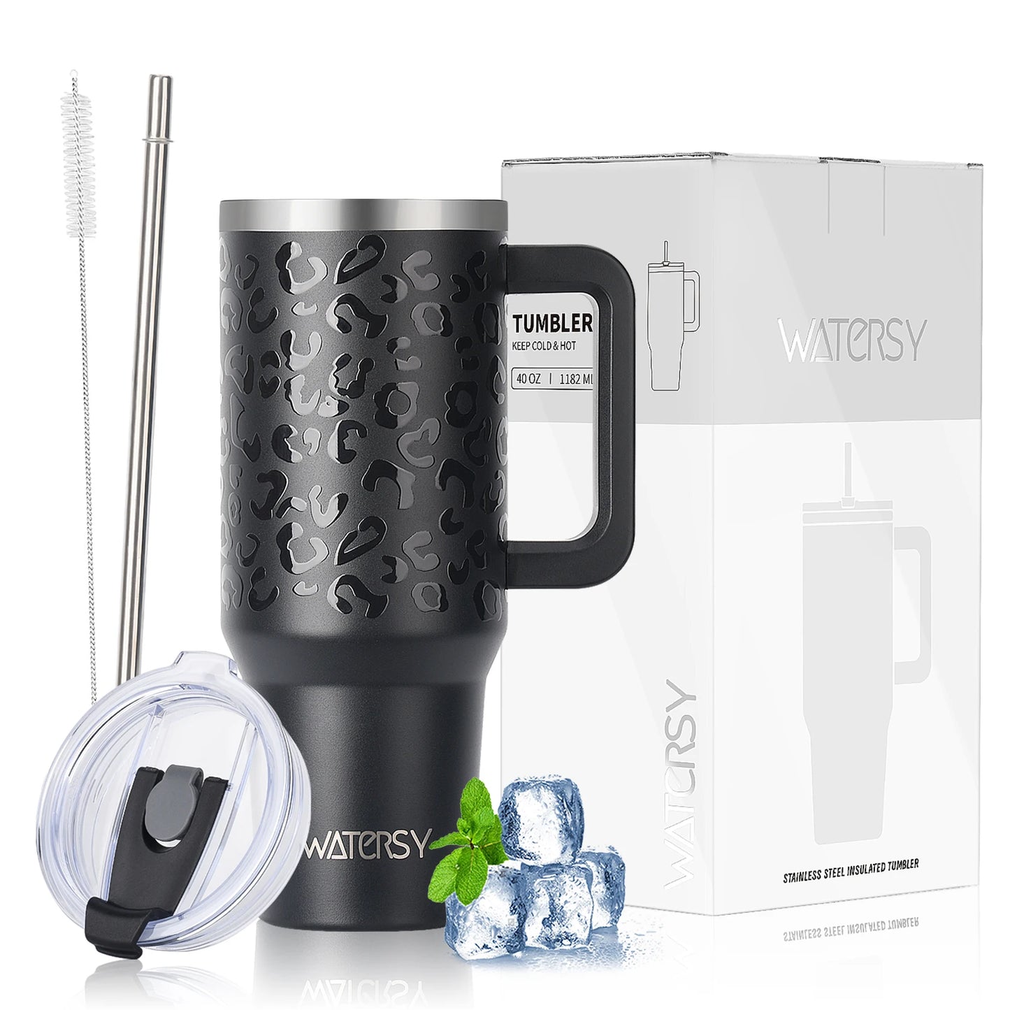 900/1200ml Large Capacity Stainless Steel Thermal Cup with Handle & Straw – 40oz Double-Wall Insulated Travel Tumbler Mug