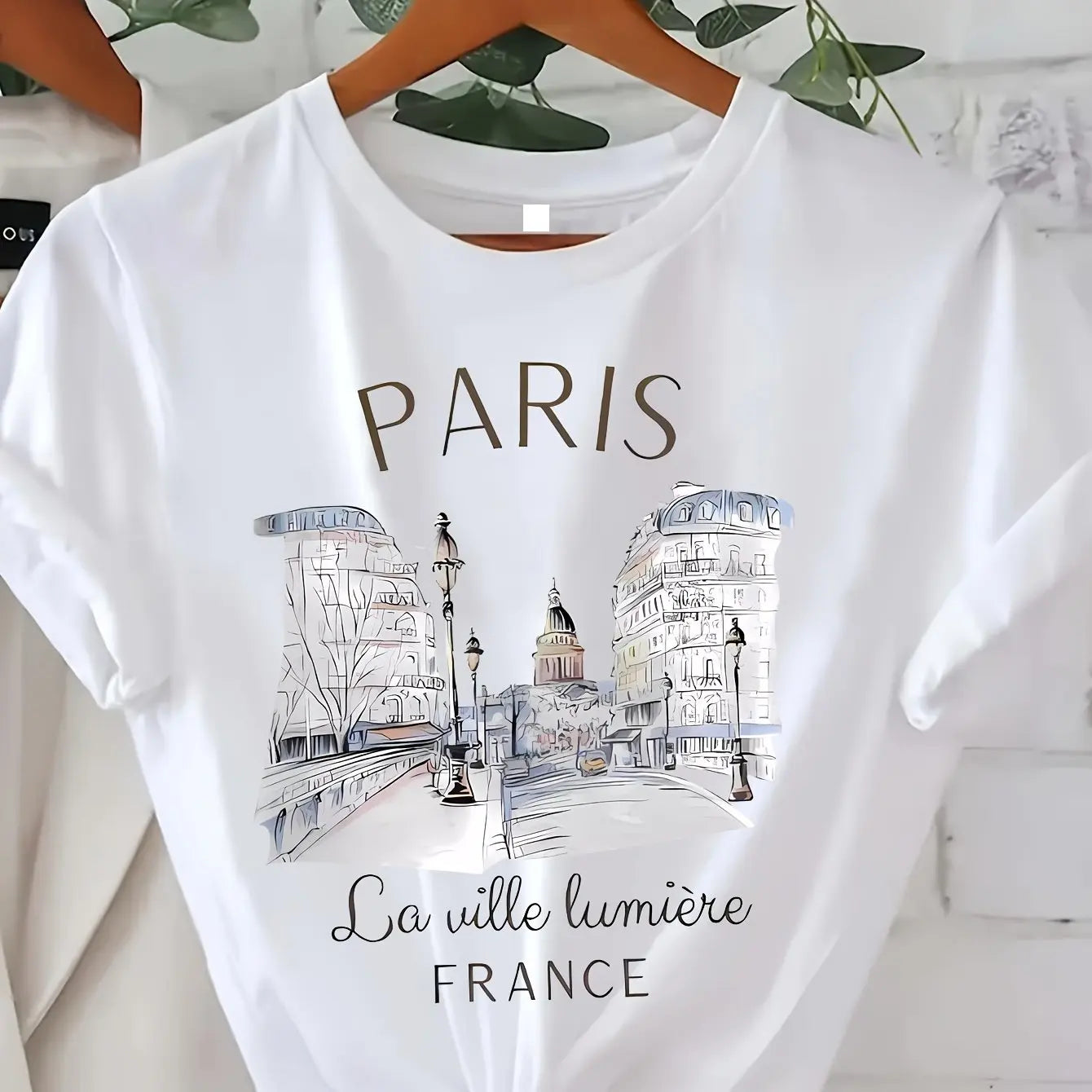Paris Print T-Shirt for Women – Casual Short Sleeve Summer Top
