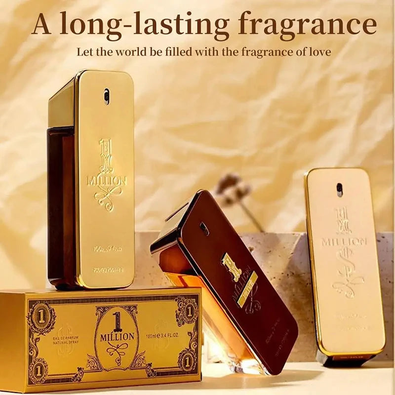 New 100ml Golden Million Gold Brick Perfume – Long-Lasting Woody Extrait de Parfum for Men