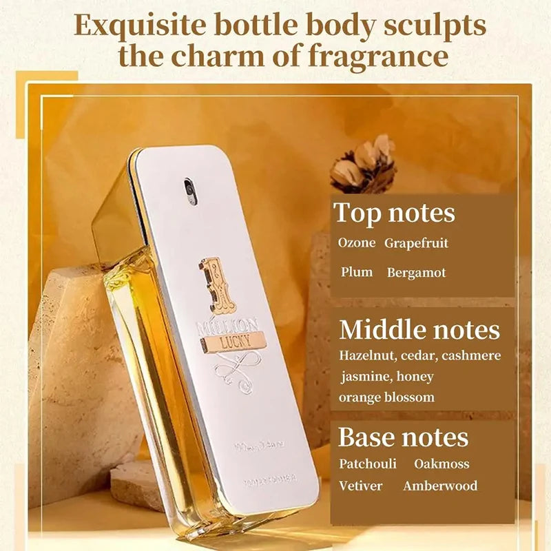 New 100ml Golden Million Gold Brick Perfume – Long-Lasting Woody Extrait de Parfum for Men