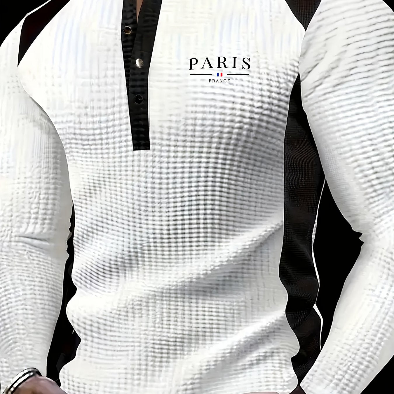 Men'S Long Sleeve Polo Shirt - V-Neck Button-Up Sweater with Metallic Texture, Lightweight Stretch Fabric for Gym, Office, Casual Wear - Spring/fall Transitional Clothing - Modern Men'S Sweater, Gym Apparel, Office Attire, St