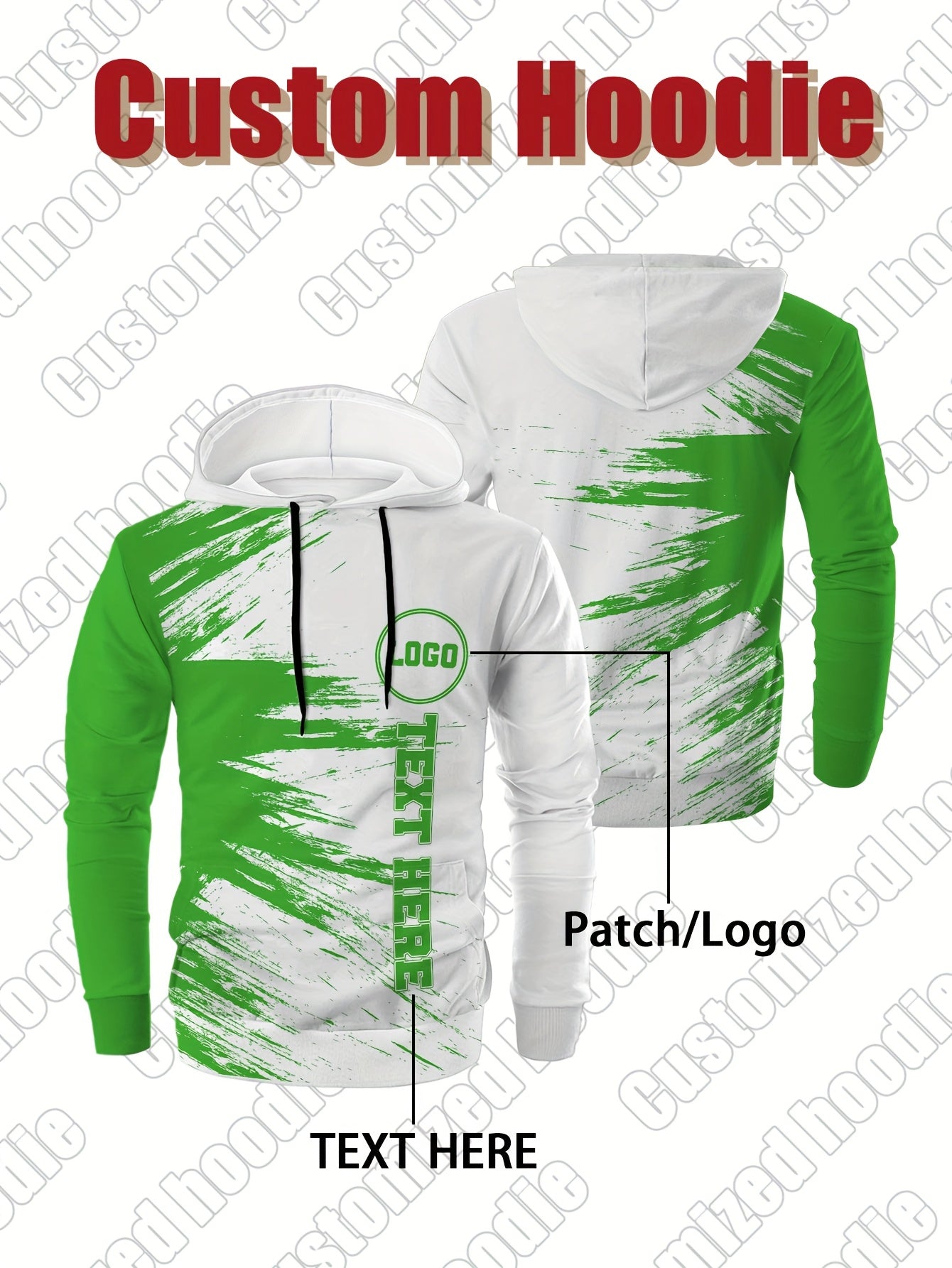 Customized personalized hoodie, hoodie customization, color impact, custom logo and your text, suitable for sports, mountaineering, daily leisure casual sportswear