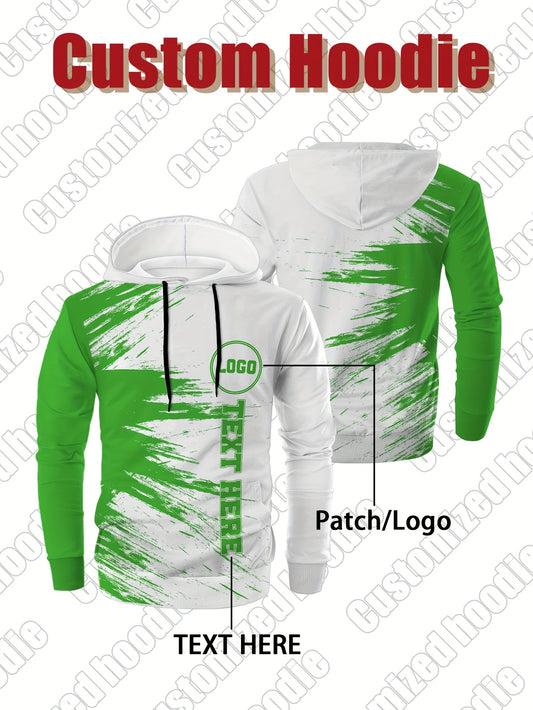 Customized personalized hoodie, hoodie customization, color impact, custom logo and your text, suitable for sports, mountaineering, daily leisure casual sportswear