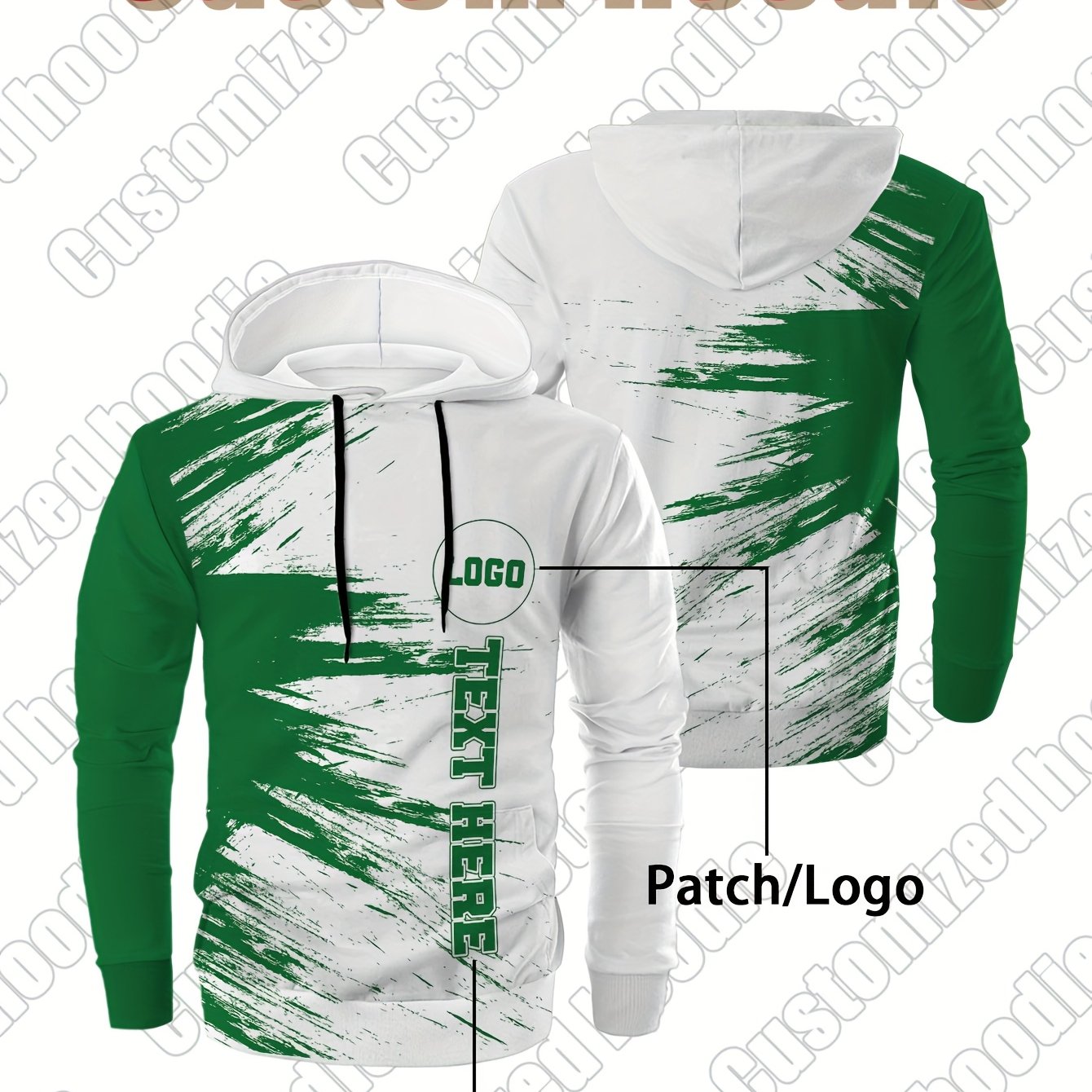 Customized personalized hoodie, hoodie customization, color impact, custom logo and your text, suitable for sports, mountaineering, daily leisure casual sportswear