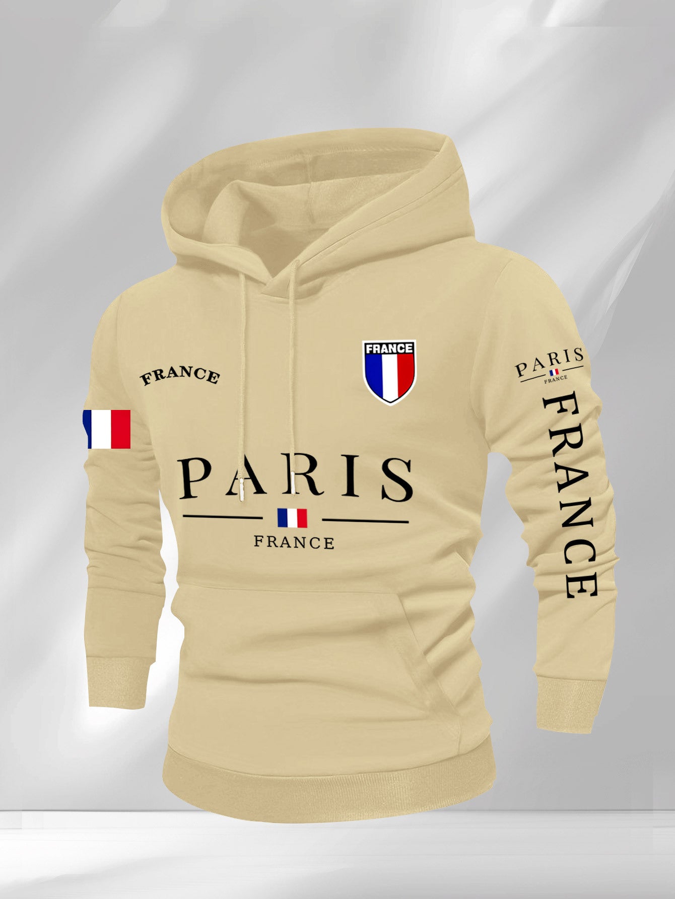 Men'S Navy Blue Hoodie - Paris France Graphic Pullover Sweatshirt, Long Sleeve Hooded Sweater for Fall/Winter, Streetwear Essential Urban Fashion Top for Everyday & Formal Outfits, Sweater Hoodie, Casual Wear, Geometric Patte
