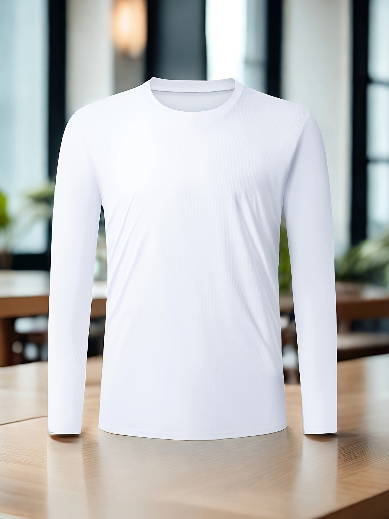 Men's Quick Drying Solid Color Crew Neck &amp; Long Sleeves Sports Top