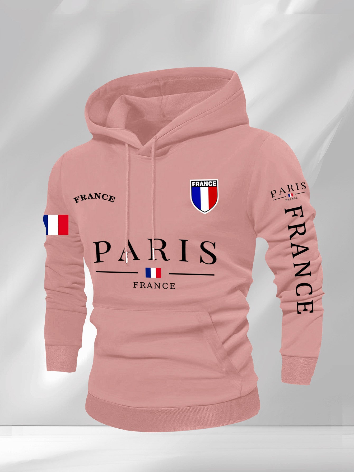 Men'S Navy Blue Hoodie - Paris France Graphic Pullover Sweatshirt, Long Sleeve Hooded Sweater for Fall/Winter, Streetwear Essential Urban Fashion Top for Everyday & Formal Outfits, Sweater Hoodie, Casual Wear, Geometric Patte