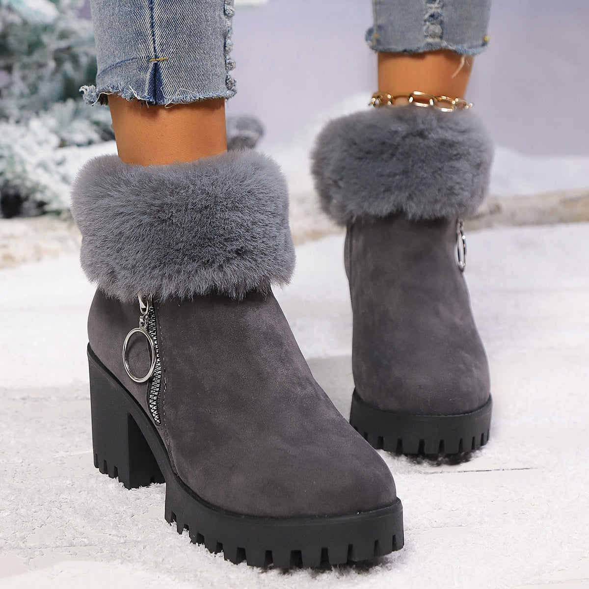 Bottes courtes en velours