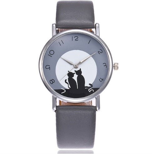 Nouveau Mode Belle Chat Montre En Cuir Femmes Montres Quartz