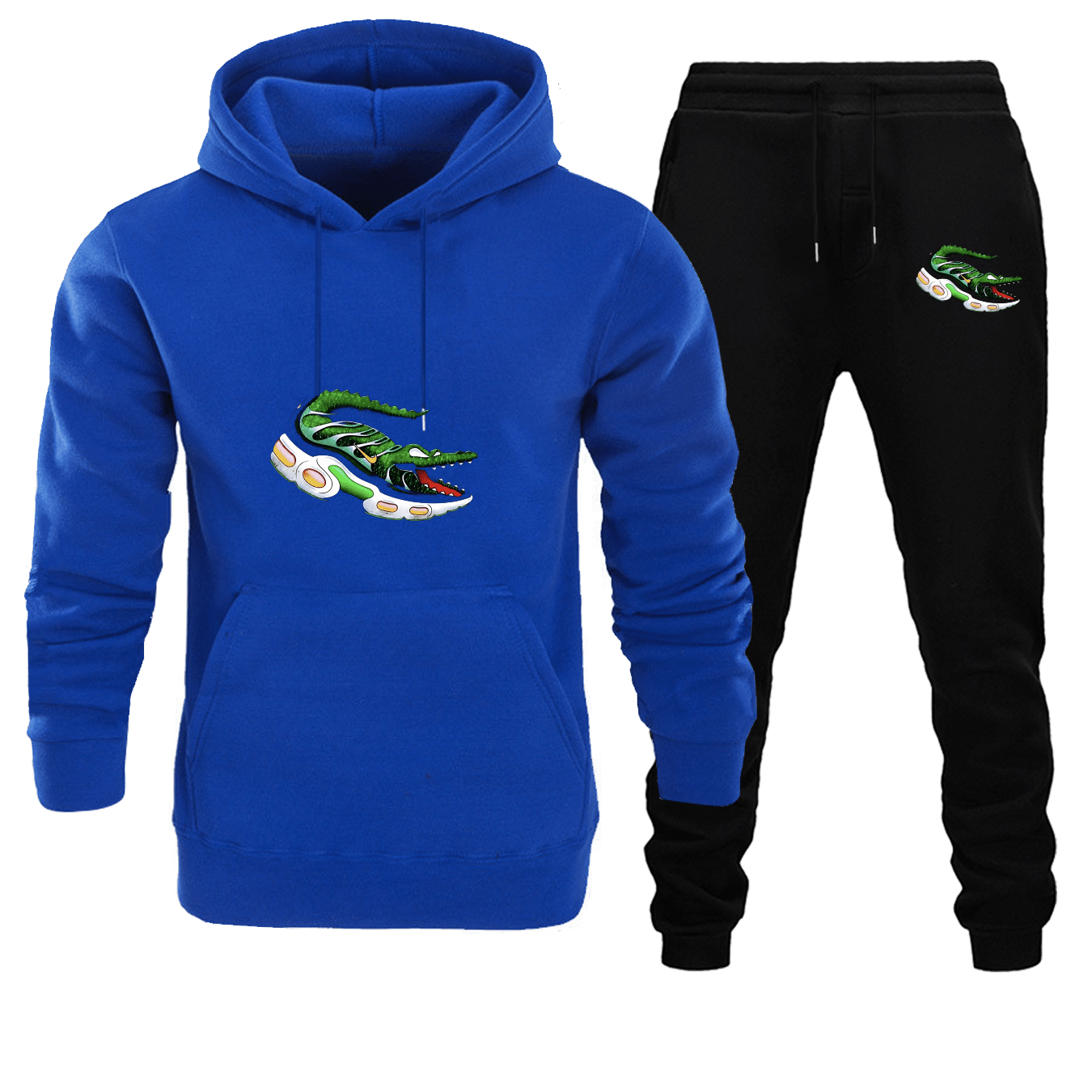 A Lively Sports Suit for Men Featuring a Crocodile Pattern - Fashionable Streetwear Made from 100% Polyester, Comfortable And Chic, Perfect for The Fall And Winter Seasons, with a Striking Graphic Design, an Excellent Option
