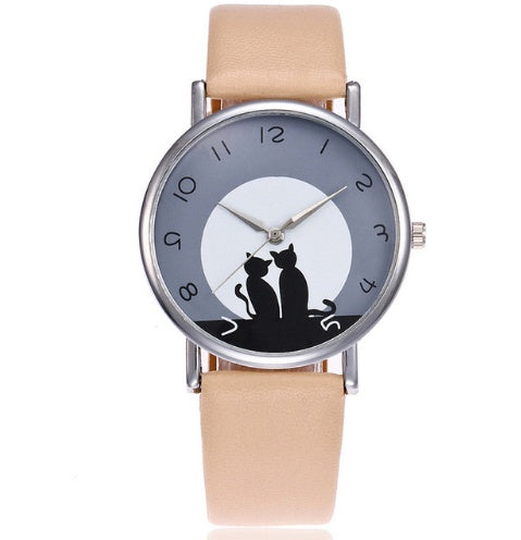 Nouveau Mode Belle Chat Montre En Cuir Femmes Montres Quartz