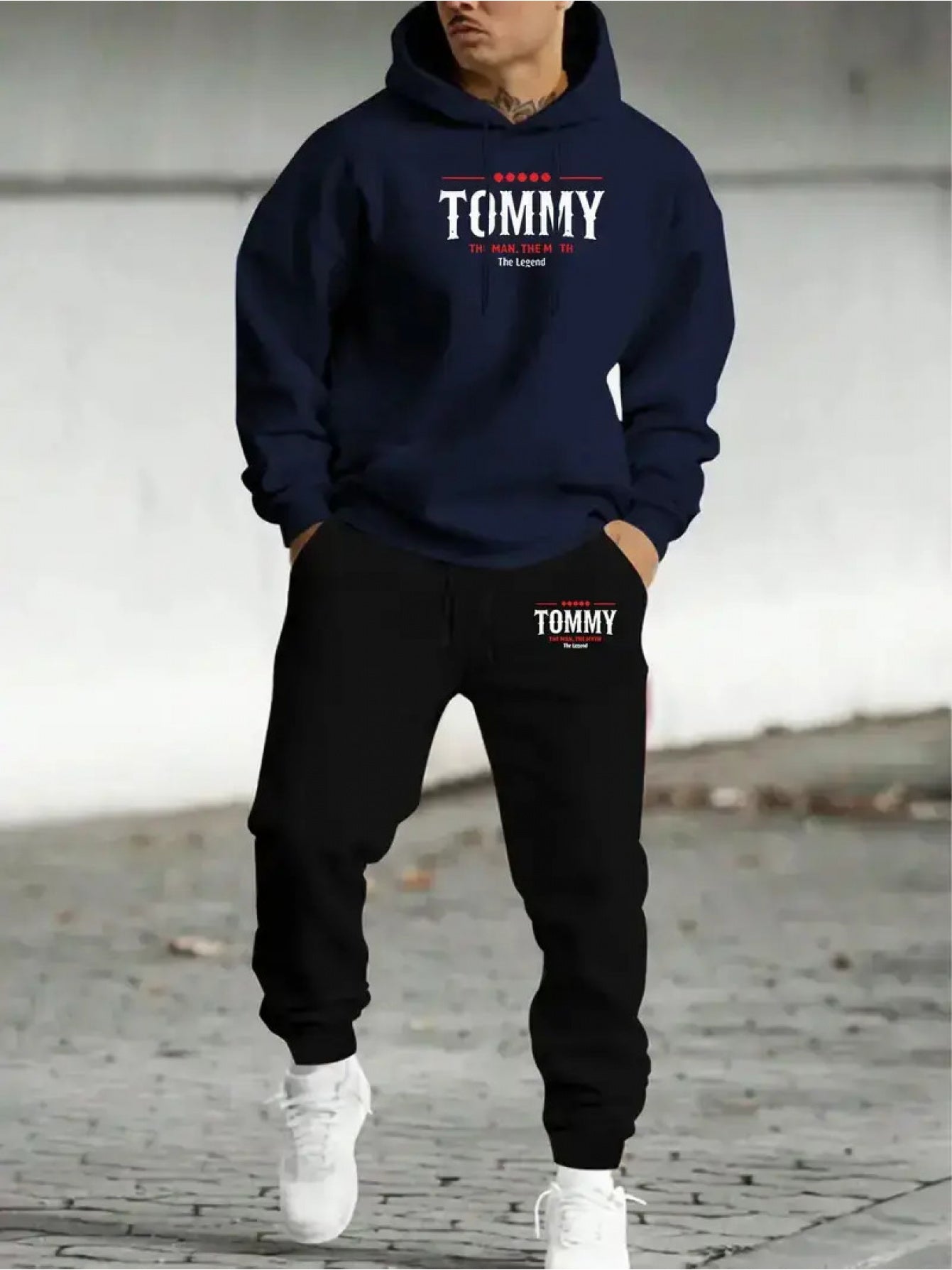 Men's Printed Pattern Casual Sport Hoodie Set for Spring Autumn Winter, Sweatshirt and Joggers Two-Piece Fashion Streetwear Versatile Outfit