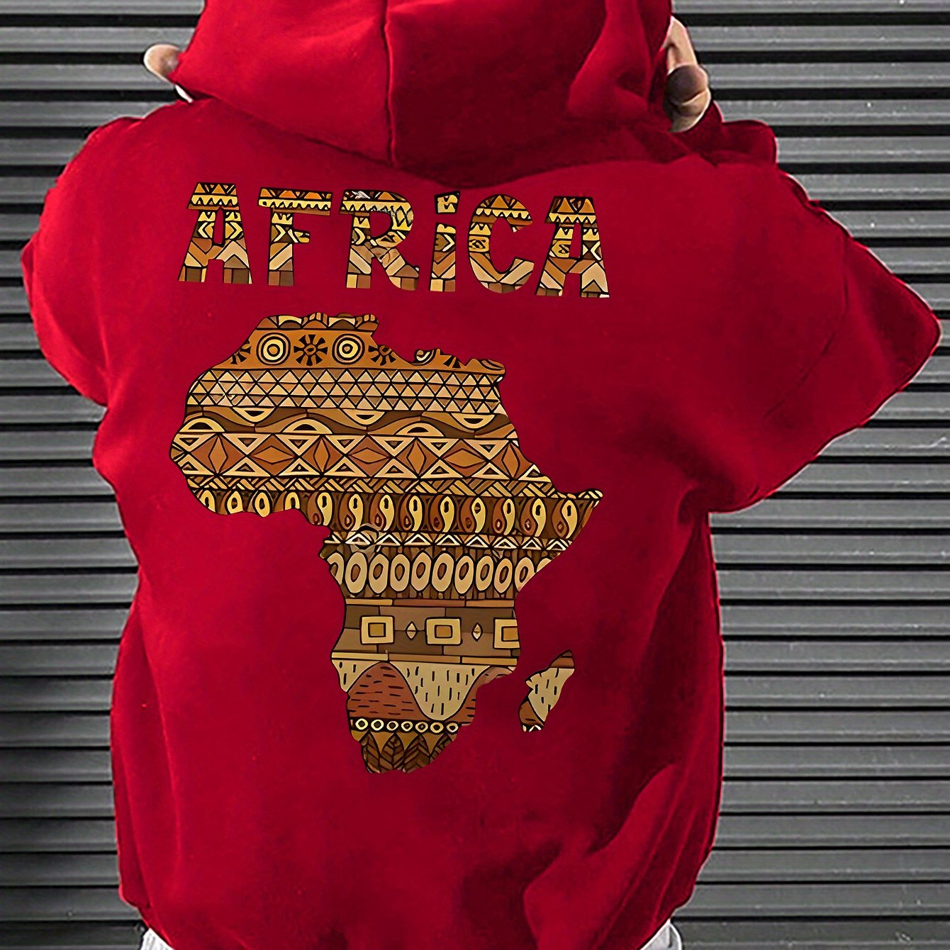 Men's African Map Print Hooded Sweatshirt Jacket - African Continent Outline with Ghana, Egypt, South Africa & Morocco - Casual Streetwear Pullover, All-Season Fit, Machine Washable Cultural Apparel