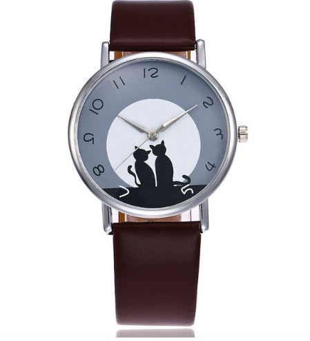 Nouveau Mode Belle Chat Montre En Cuir Femmes Montres Quartz