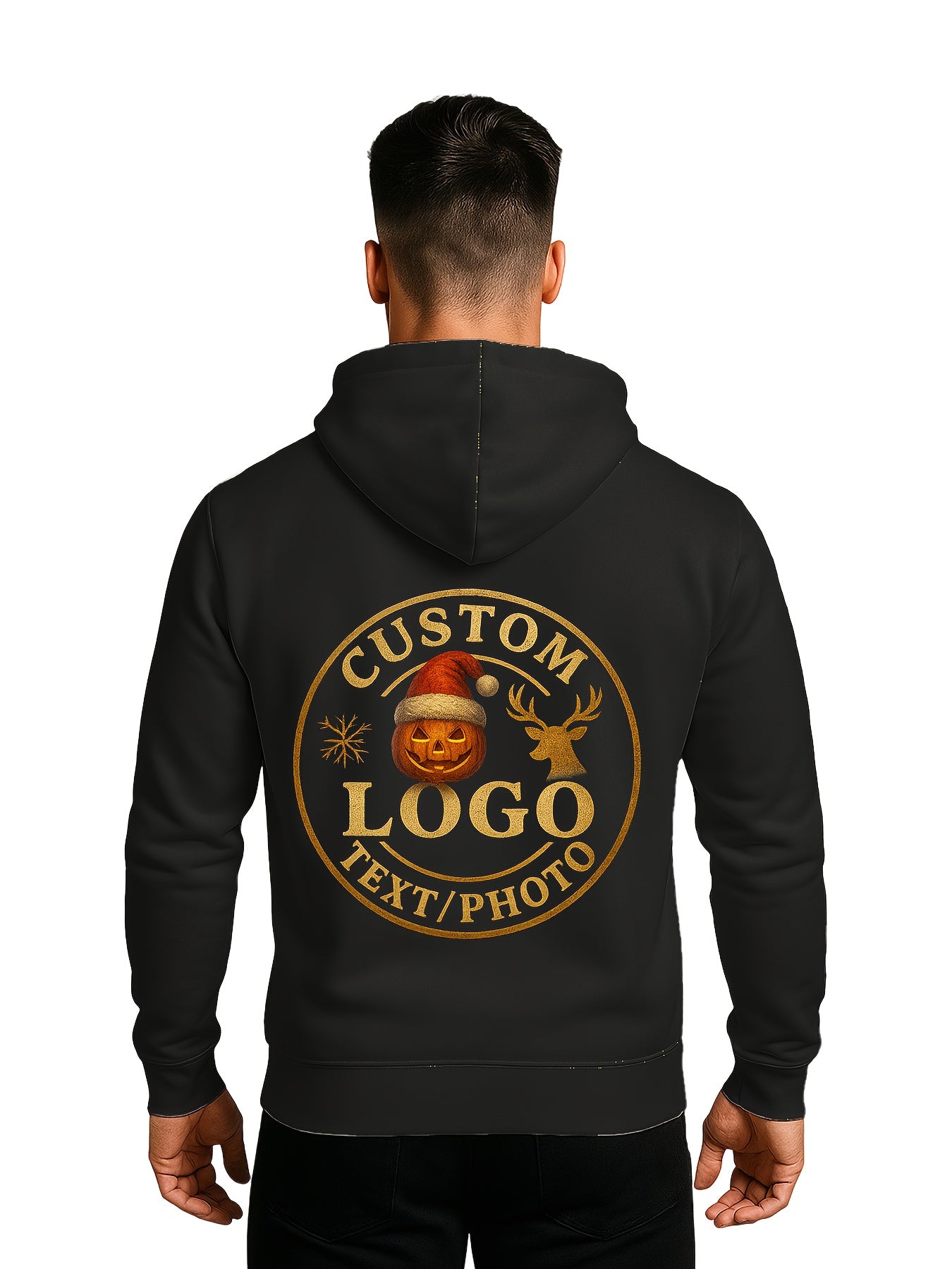 Customizable LOGO Hoodie & Sweatshirt - Unisex Pullover with Personalized Text/Photo/Design, Breathable Fabric, Regular Fit for Men & Women, Perfect Gift for Halloween, Christmas, Couple Celebrations, Casual Wear, Streetwear