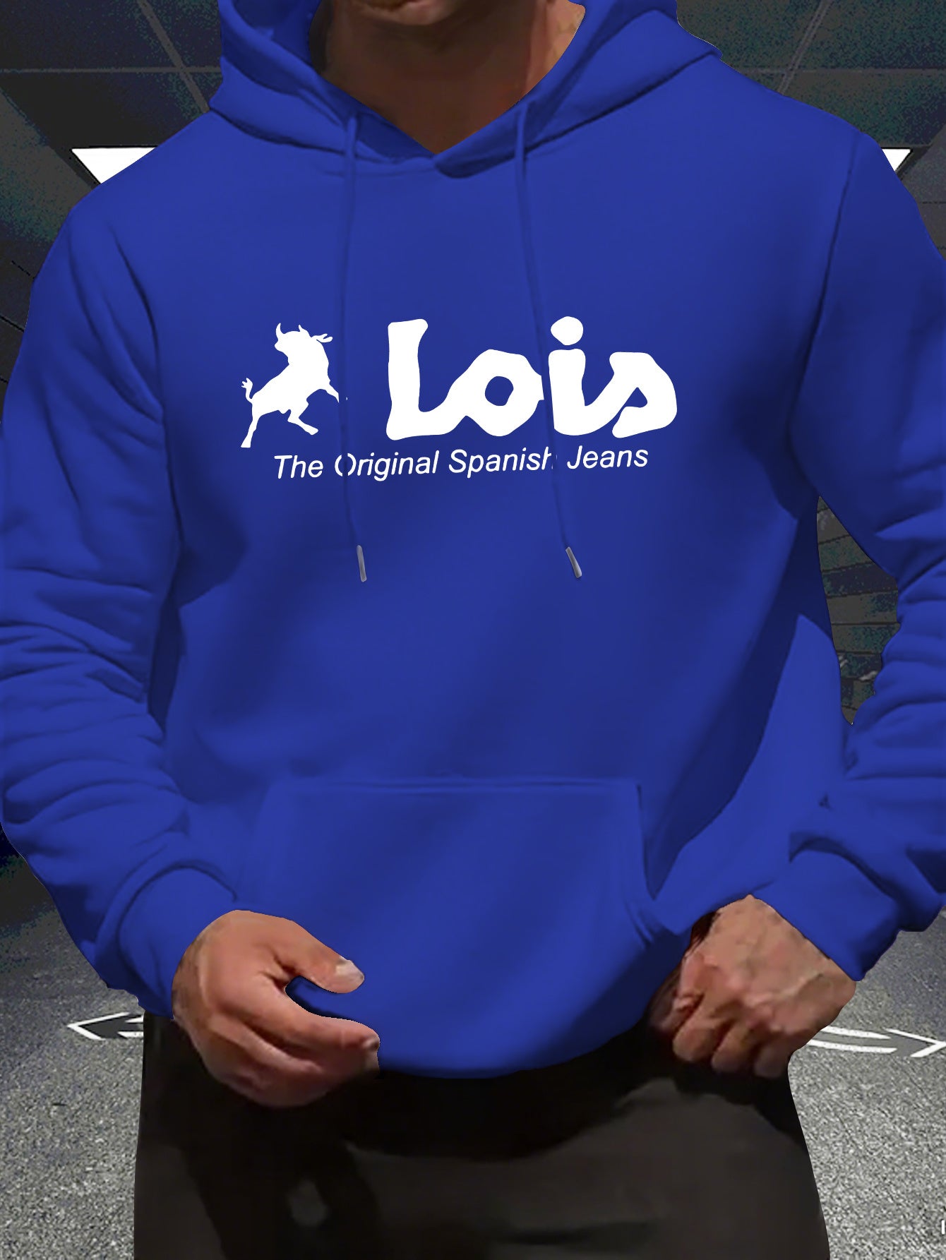 Men’s Spanish-Themed Hooded Sweatshirt "Lois" & Spanish Text Print, White Casual Pullover Hoodie, Relaxed Fit, All-Season Wear