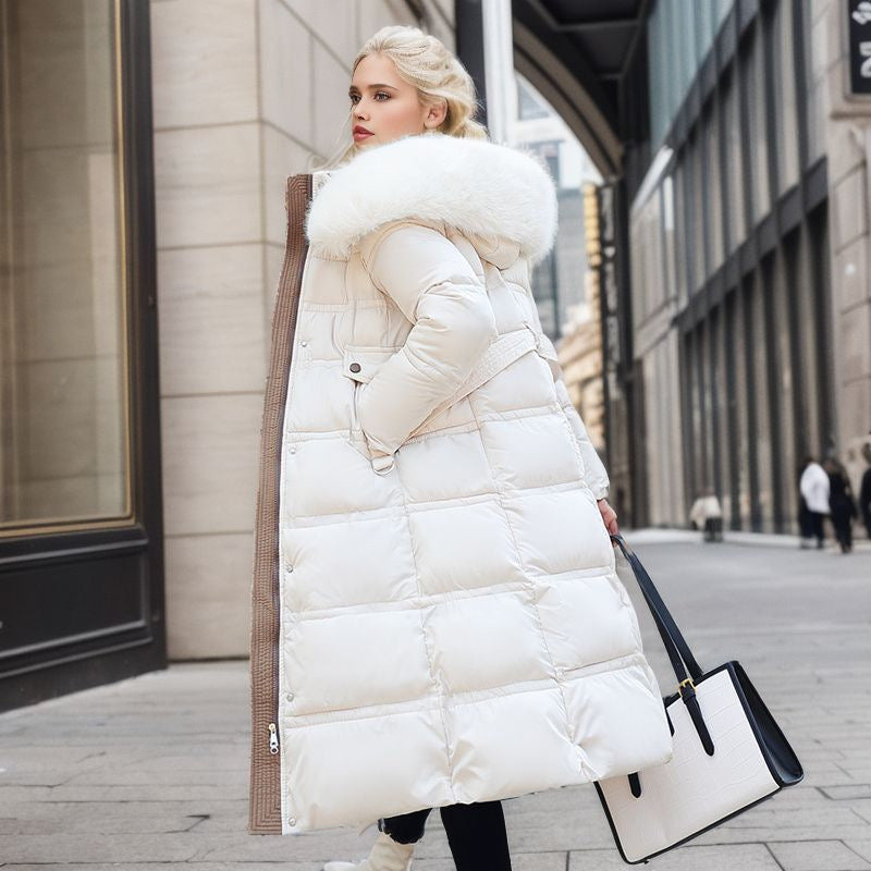 Veste en coton rembourrée amincissante à col en fourrure