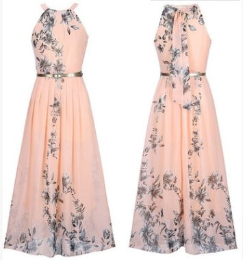 Sleeveless Print Floral Halter Bohemian Dress Dress