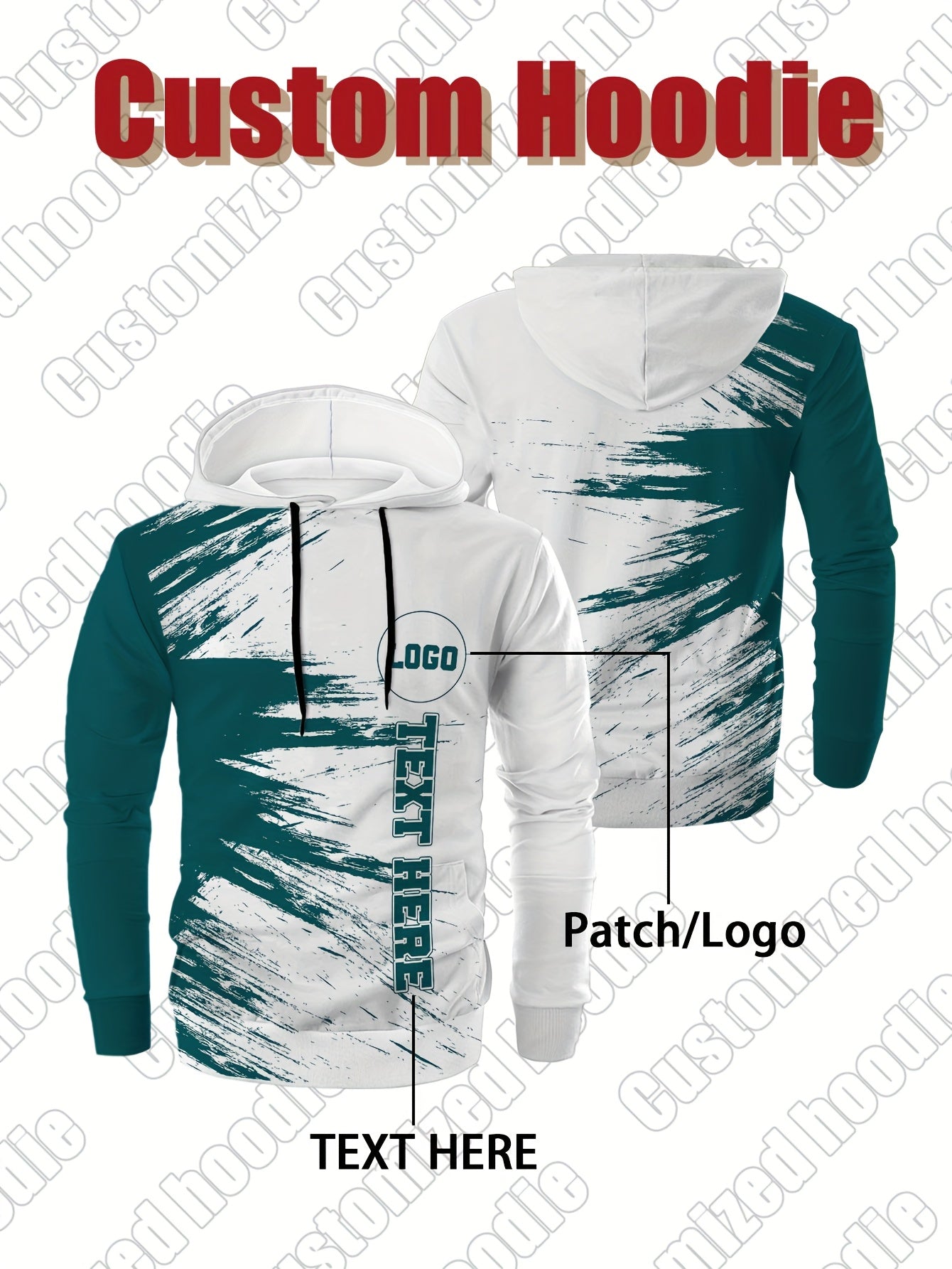 Customized personalized hoodie, hoodie customization, color impact, custom logo and your text, suitable for sports, mountaineering, daily leisure casual sportswear