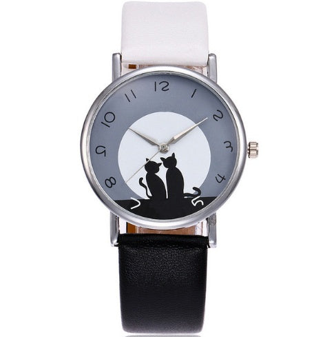 Nouveau Mode Belle Chat Montre En Cuir Femmes Montres Quartz