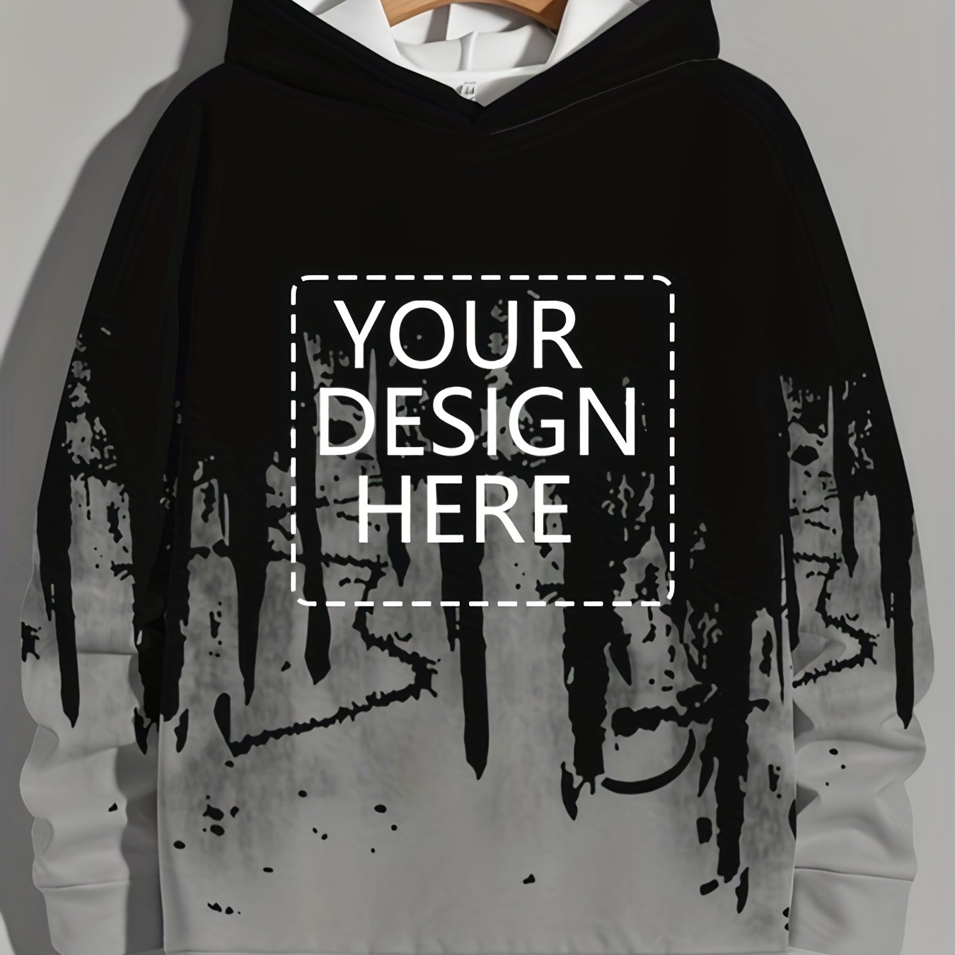 Men'S Customizable Hoodie - Personalized Graphic Pullover Sweatshirt, Black/Gray/White Color Scheme, Regular Fit Hooded Sweatshirt for Everyday & Formal Wear - Ideal Gift for Him, Custom Hoodie, Personalized Apparel, Trendy C