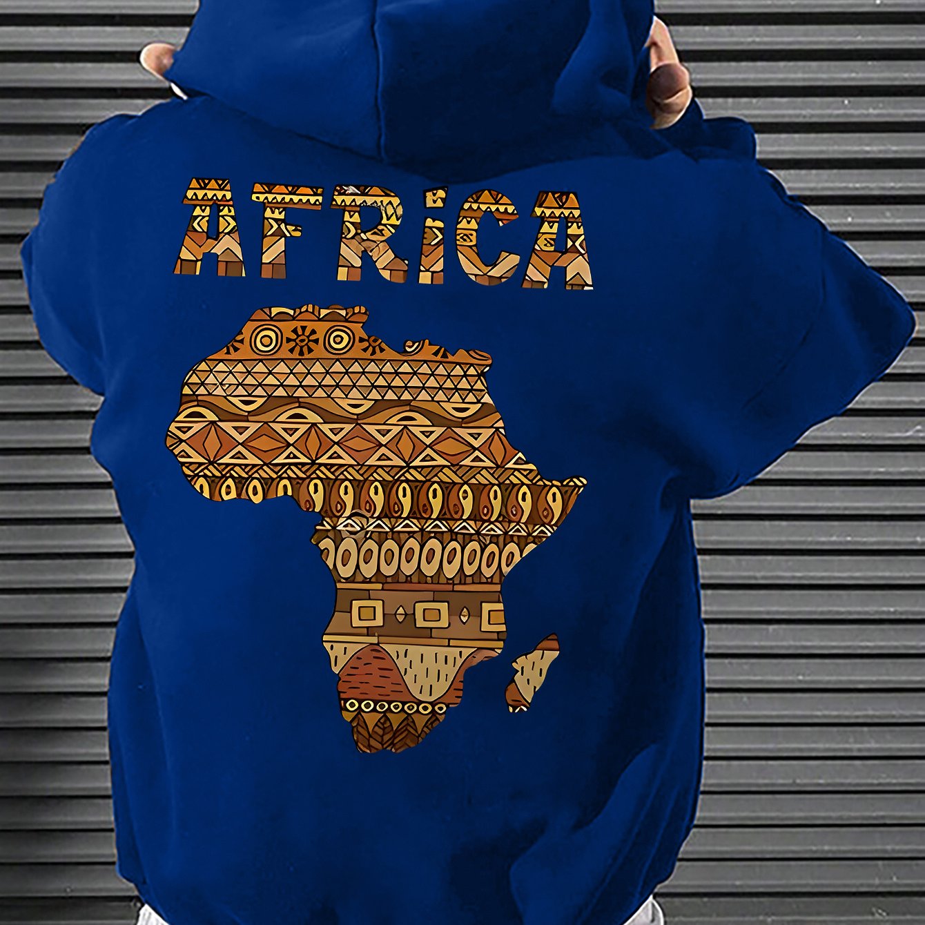 Men's African Map Print Hooded Sweatshirt Jacket - African Continent Outline with Ghana, Egypt, South Africa & Morocco - Casual Streetwear Pullover, All-Season Fit, Machine Washable Cultural Apparel