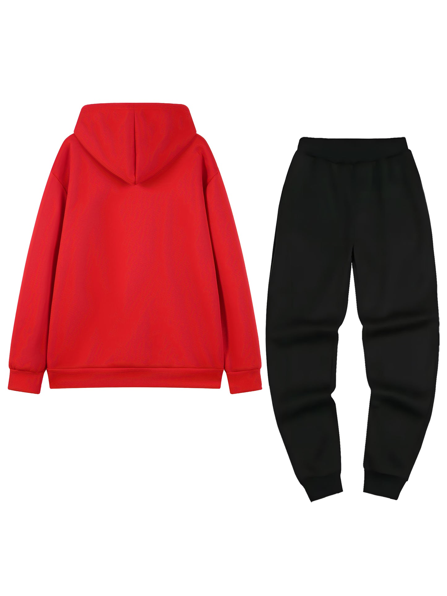 Men'S Fleece-Lined Hooded Sweatshirt & Jogger Set - "King" Graphic Print, Casual Fall/Winter Outfit, Regular Fit, Slight Stretch Fabric, Trendy Streetwear Style