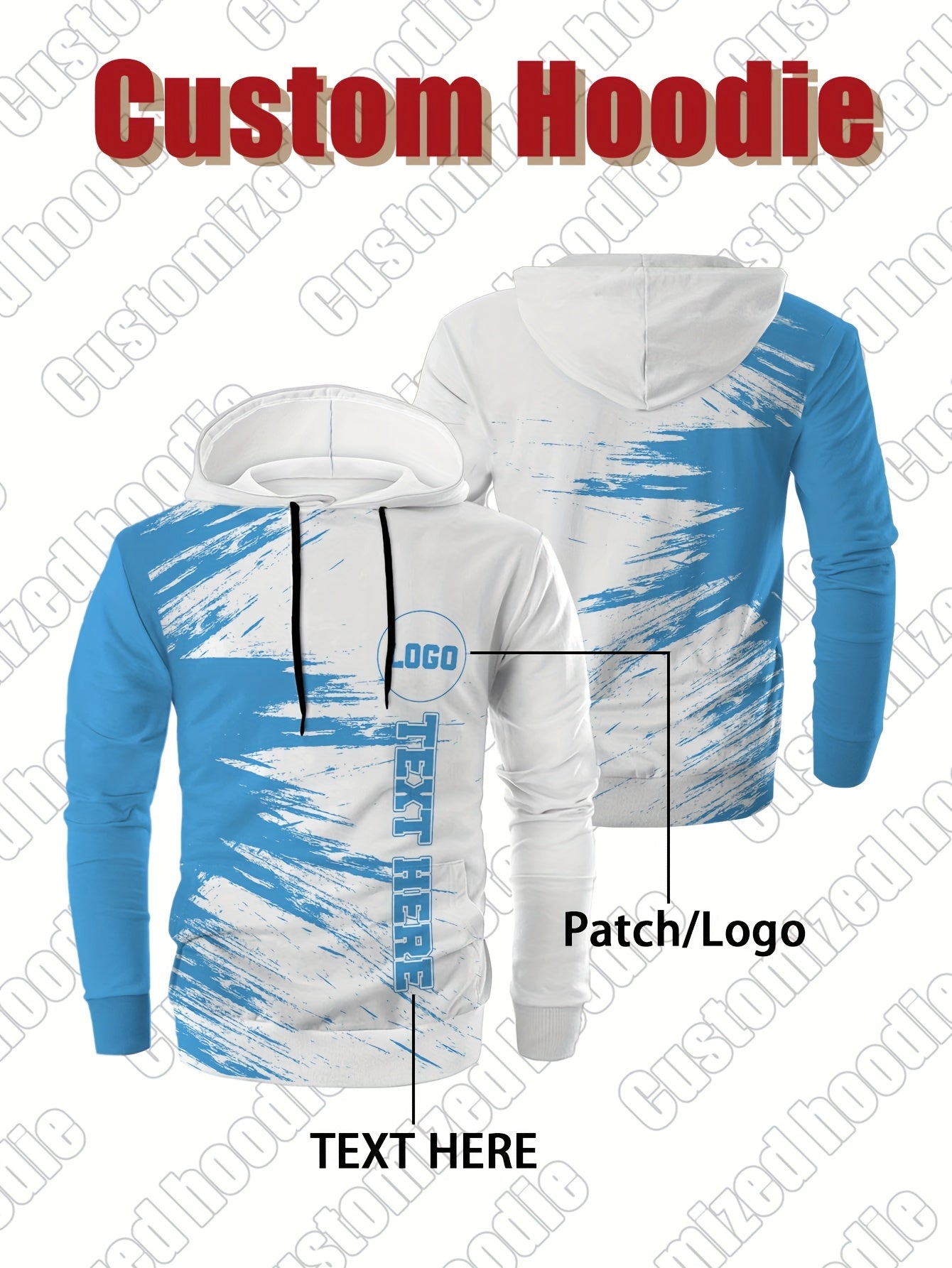 Customized personalized hoodie, hoodie customization, color impact, custom logo and your text, suitable for sports, mountaineering, daily leisure casual sportswear