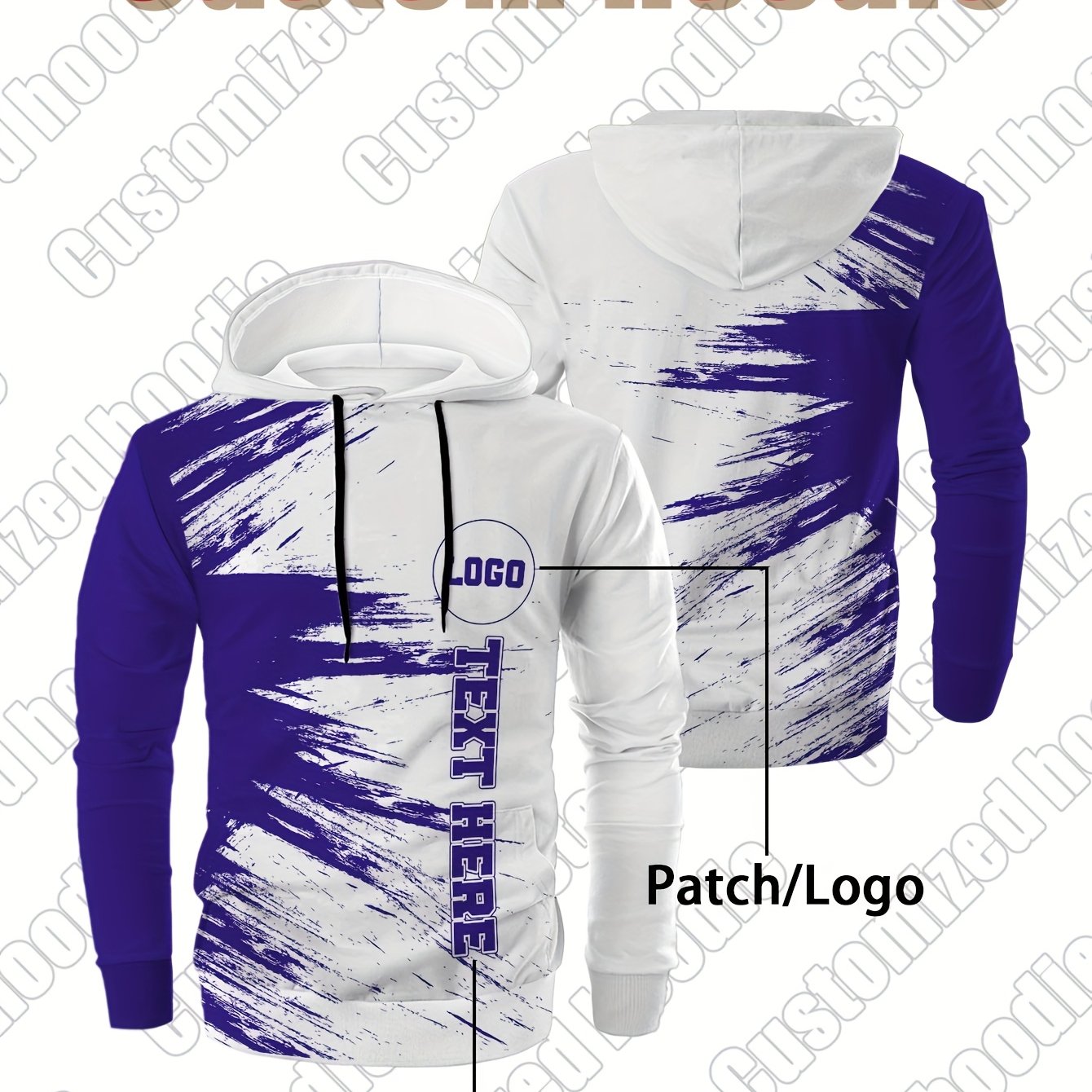 Customized personalized hoodie, hoodie customization, color impact, custom logo and your text, suitable for sports, mountaineering, daily leisure casual sportswear