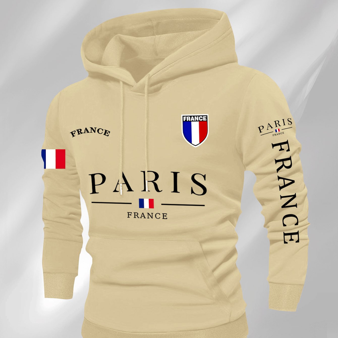 Men'S Navy Blue Hoodie - Paris France Graphic Pullover Sweatshirt, Long Sleeve Hooded Sweater for Fall/Winter, Streetwear Essential Urban Fashion Top for Everyday & Formal Outfits, Sweater Hoodie, Casual Wear, Geometric Patte