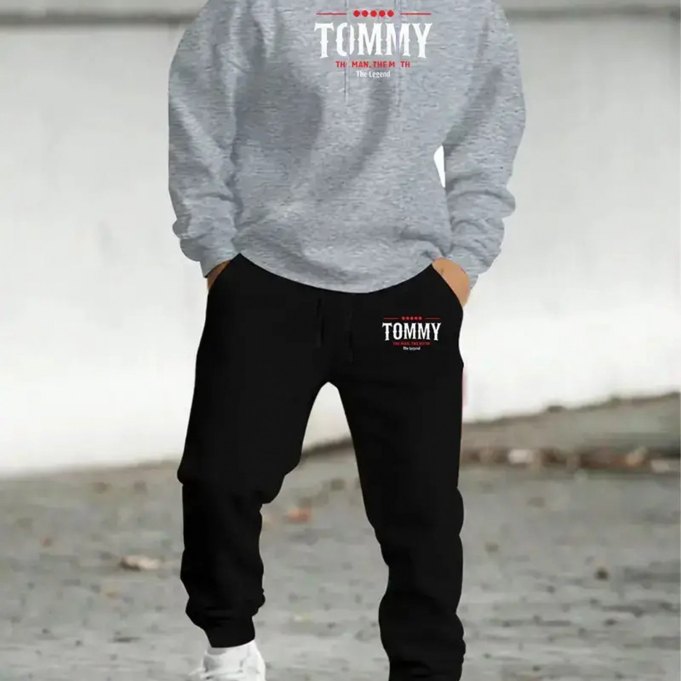 Men's Printed Pattern Casual Sport Hoodie Set for Spring Autumn Winter, Sweatshirt and Joggers Two-Piece Fashion Streetwear Versatile Outfit