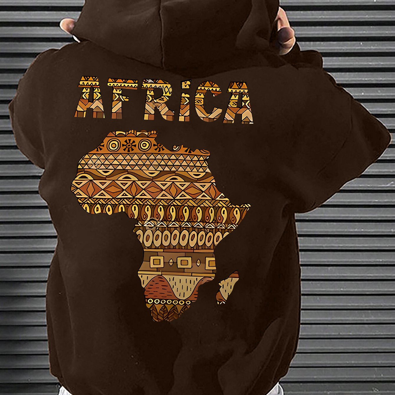 Men's African Map Print Hooded Sweatshirt Jacket - African Continent Outline with Ghana, Egypt, South Africa & Morocco - Casual Streetwear Pullover, All-Season Fit, Machine Washable Cultural Apparel