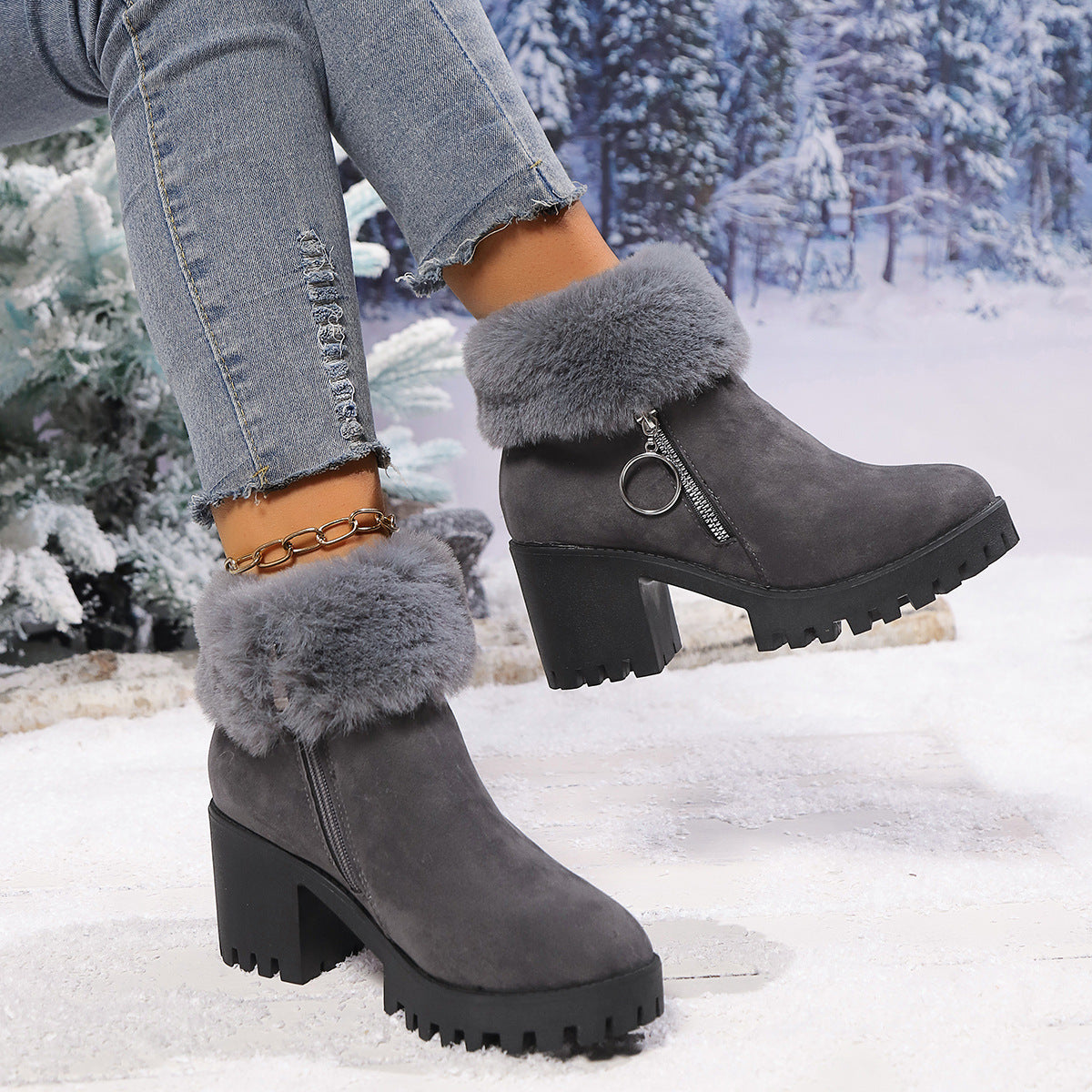 Bottes courtes en velours