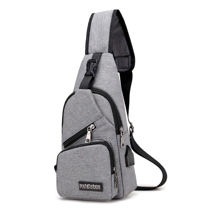 Version coréenne du nouveau sac à bandoulière simple USB2021 personnalisé pour homme, sac en toile pour homme, sac de poitrine, sac de chargement pour sports de plein air, paquet Xiekua