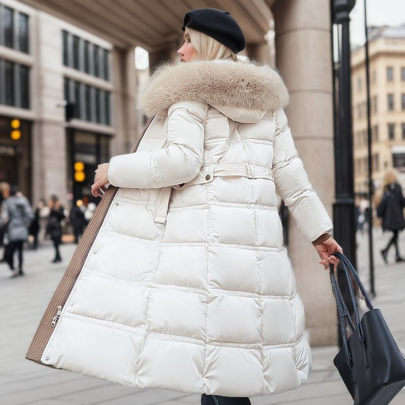 Veste en coton rembourrée amincissante à col en fourrure