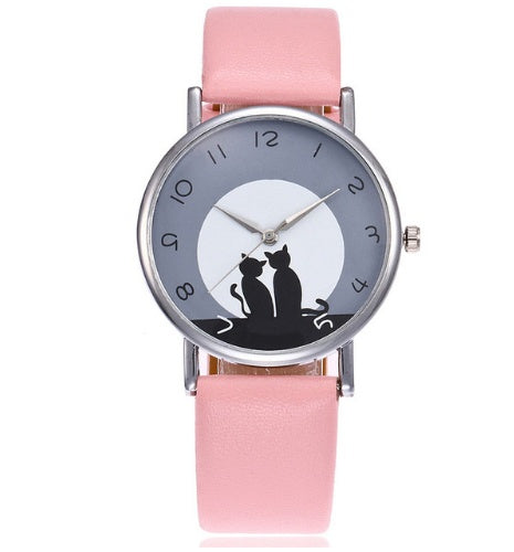 Nouveau Mode Belle Chat Montre En Cuir Femmes Montres Quartz