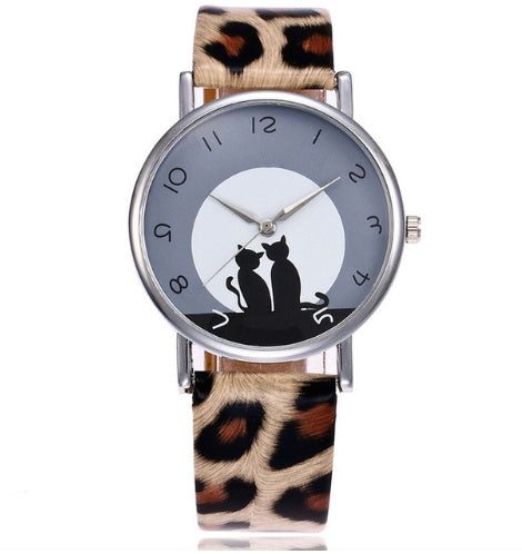 Nouveau Mode Belle Chat Montre En Cuir Femmes Montres Quartz